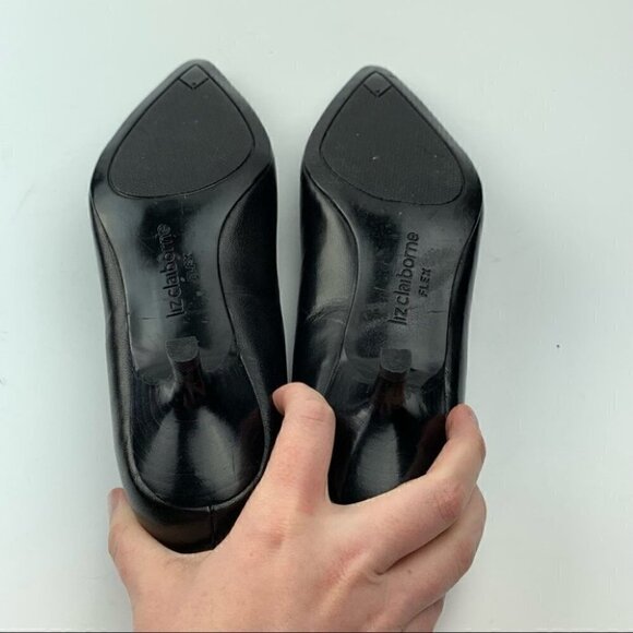 Liz Claiborne flex heels 6.5 Gertie black leather - Picture 6 of 12